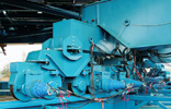 The enormous slewing gear of the SGC-120 is powered by 64 A2FM Bosch Rexroth hydraulic motors.